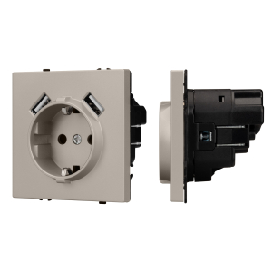Механизм розетки с USB зарядкой SCT-NOBE-MUAA-SFPL-CA (230V, 16A) (Arlight, Кашемир)