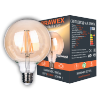 Светодиодная (LED) ретро лампа BRAWEX ФИЛАМЕНТ 8Вт мягкий свет G125 Е27