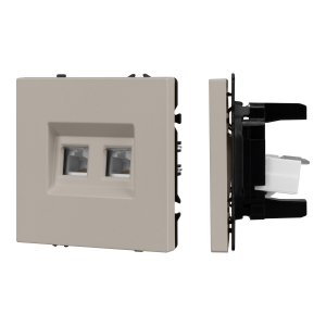 Механизм сдвоенной компьютерной розетки SCT-NOBE-MPC2-SFPL-CA (RJ-45, CAT6) (Arlight, Кашемир)