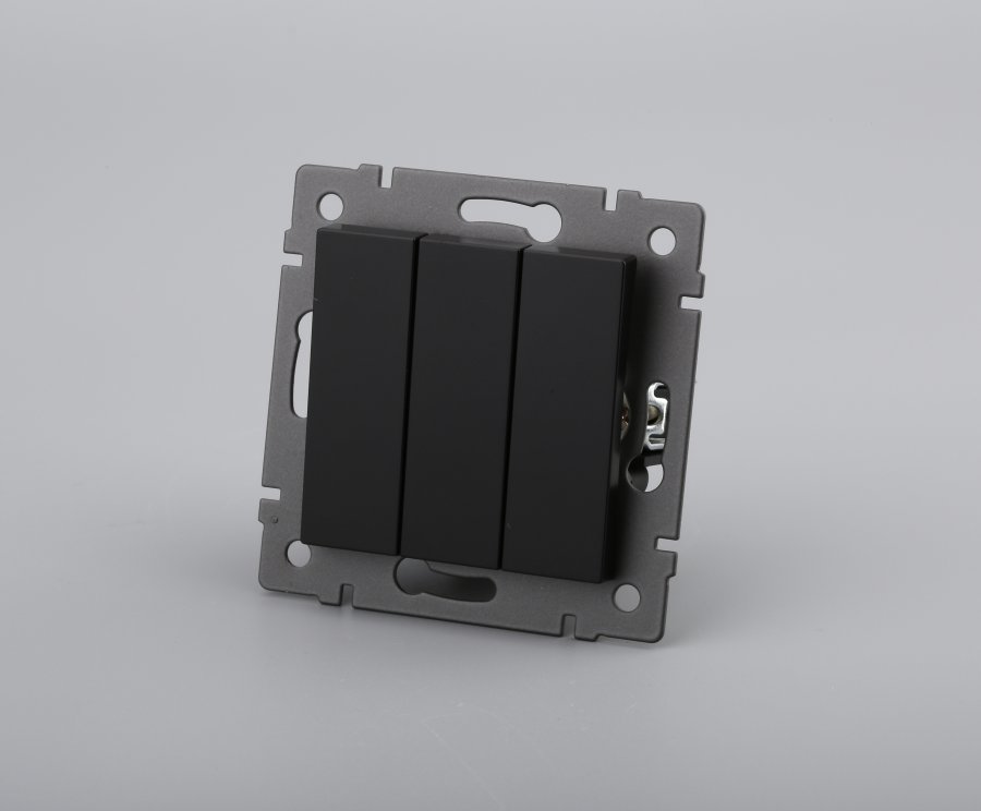 Механизм выключателя трехклавишный непроходной SWT-MK03-PL-BK-V (250V, 10A) (Arlight, -)