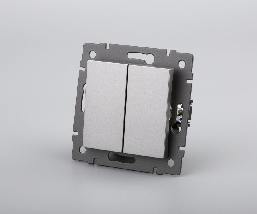 Механизм выключателя двухклавишный проходной SWT-MKP2-PL-GR-V (250V, 10A) (Arlight, -)