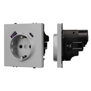 Механизм розетки с USB зарядкой SCT-NOBE-MUAC-SFPL-IS (230V, 16A) (Arlight, Никель)