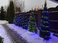 Светодиодная сетка статического свечения, D2061 2м*0,6м PVC steady 120 Led бело-синего цвета на черном шнуре
