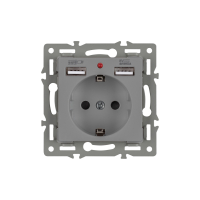 Механизм розетки с USB зарядкой SCT-MUAA-PL-GR (250V, 16A) (Arlight, -)