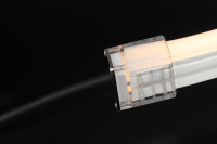 Прозрачная пластиковая заглушка IP67 с черным проводом 30см, прозрачная, END-1220-CB-TR