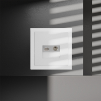 Розетка телевизионная встраиваемая VOLTUM S70 TV+RJ45 кат. 6, (белый матовый)