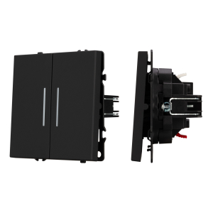 ARL NOBE Выключатель 2 кл подсветка софт-тач черный оникс SWT-MK02-SFPL-L-BK (250V, 10A) (Arlight, -)