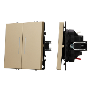 ARL NOBE Выключатель 2 кл подсветка софт-тач золотой песок SWT-MK02-SFPL-L-GD (250V, 10A) (Arlight, -)