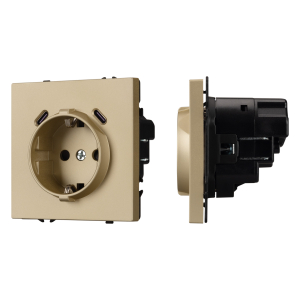 ARL NOBE Розетка зк со шторками с USB тип C+С софт-тач золотой песок SCT-MUCC-SFPL-GD (250V, 16A) (Arlight, -)