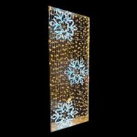 Светодиодное Панно "Три Снежинки" 300 х 120 см Тепло-Белое 220В, на Металлическом Каркасе, IP54