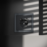 Розетка встраиваемая VOLTUM S70 с заземлением и защитными шторками, 16А, с USB, A+A, (графит)