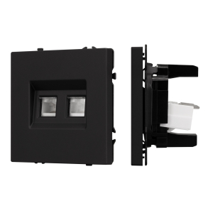 ARL NOBE Розетка телефонная двойная софт-тач черный оникс SCT-MTL2-SFPL-BK (2хRJ-11, 4C) (Arlight, -)