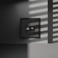 Розетка телевизионная встраиваемая VOLTUM S70 TV+RJ45 кат. 6, (черный матовый)