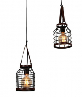 Светильник подвесной HB2022  2*E27 d=520mm h=220mm. Цвет: ORB+Dark brown leather