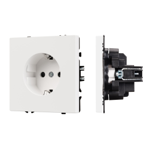 ARL NOBE Розетка зк со шторками софт-тач белый кварц SCT-MEU-SFPL-WH (250V, 16A) (Arlight, -)