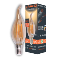 Светодиодная (LED) лампа BRAWEX ФИЛАМЕНТ (Amber) 9Вт мягкий свет B35Q Е14