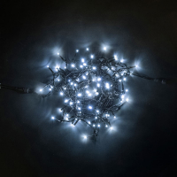 Гирлянда Нить 10м Белая с Мерцанием Каждого Диода 24В, 100 LED, Провод Черный ПВХ, IP54