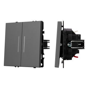 ARL NOBE Выключатель 2 кл подсветка софт-тач серый базальт SWT-MK02-SFPL-L-GR (250V, 10A) (Arlight, -)