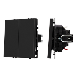 Механизм выключателя двухклавишный перекрёстный SWT-NOBE-MKX2-SFPL-BK (230V, 10A) (Arlight, Черный оникс)