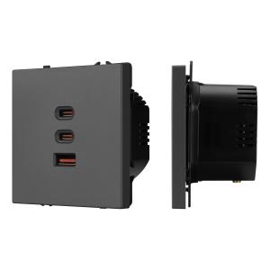 Механизм розетки с быстрой USB зарядкой SCT-NOBE-MUACC-SFPL-FC-GR (65W, QC3) (Arlight, -)