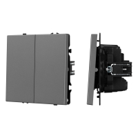 Механизм выключателя двухклавишный перекрёстный SWT-NOBE-MKX2-SFPL-GR (230V, 10A) (Arlight, Серый базальт)