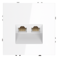 Розетка компьютерная встраиваемая VOLTUM S70 двойная RJ45+RJ45 кат.6, (белый глянцевый)