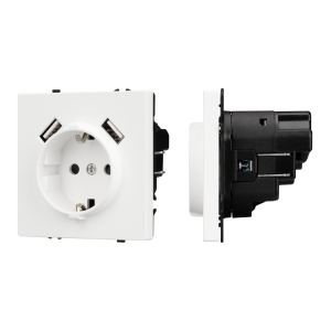 ARL NOBE Розетка зк со шторками с USB тип А+А софт-тач белый кварц SCT-MUAA-SFPL-WH (250V, 16A) (Arlight, -)