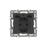 Механизм розетки с USB зарядкой SCT-MUAA-PL-BK (250V, 16A) (Arlight, -)