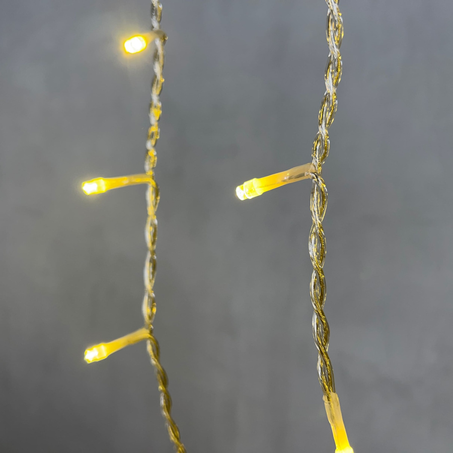 Гирлянда Бахрома 3 x 0,5 м Шампань 220В, 150 LED, Провод Прозрачный Силикон, IP65