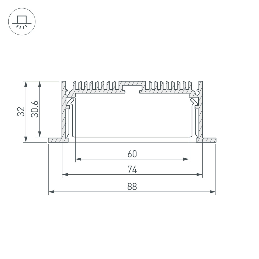 Профиль с экраном SL-LINIA88-F-2500 WHITE+OPAL (Arlight, Алюминий)