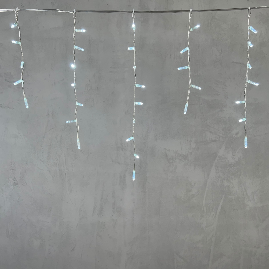 Гирлянда Бахрома с Колпачком 4,9 x 0,5 м Белая 220В, 189 LED, Провод Прозрачный ПВХ, IP65