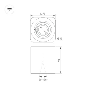 Светильник SP-ACENTO-S95x95-10W Warm3000 (BK, 20-45 deg, 230V) (Arlight, IP20 Металл, 5 лет)