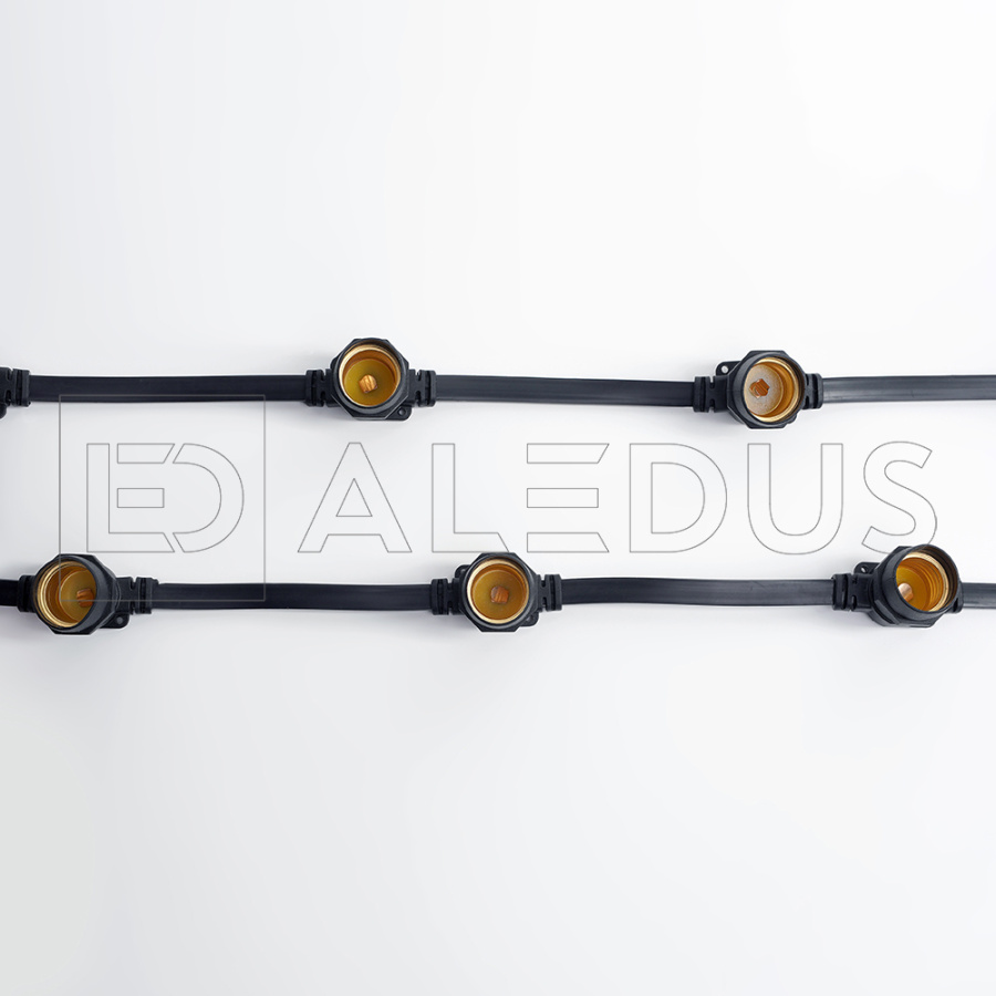 Белт лайт ALEDUS бухта 10 м, черный провод, ПВХ, шаг 20 см, Е27