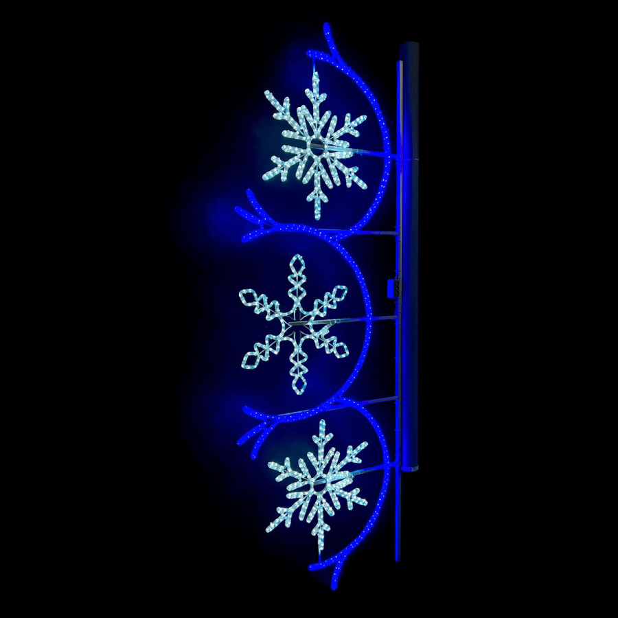 Светодиодная Консоль «Три снежинки» 80 х 250 см, Белая, 220В