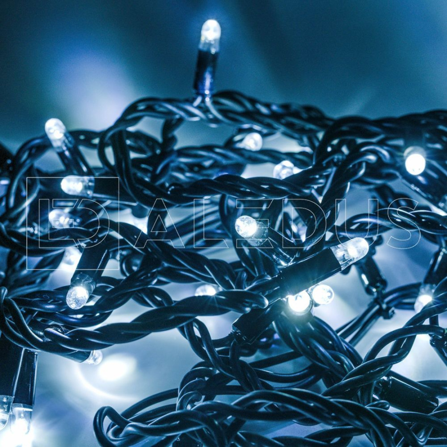 Гирлянда (Нить) ALEDUS, 220 В, 10 м, черный провод, резина, белый, без мерцания