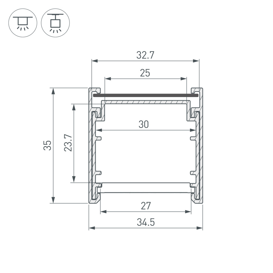 Профиль LINE-3535-BENT-SIDE-2000 ANOD (Arlight, Алюминий)