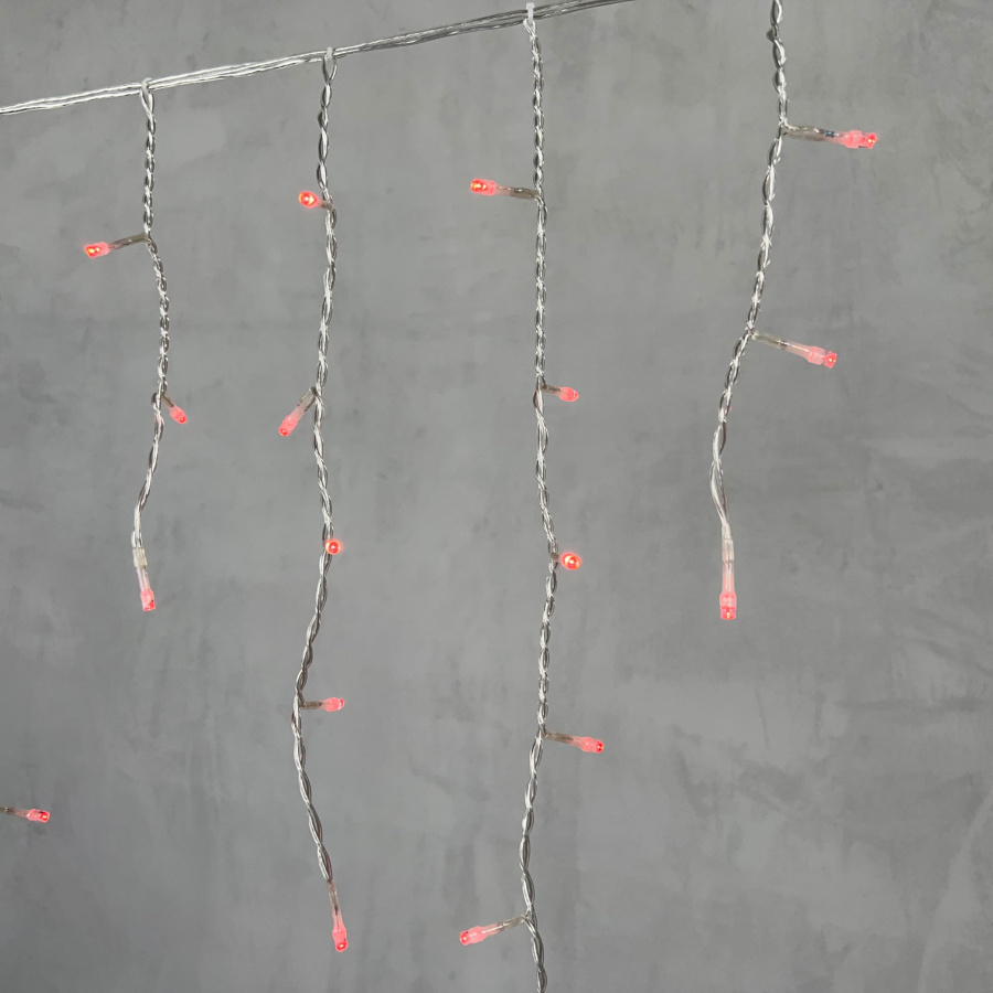 Гирлянда Бахрома 3,1 x 0,5 м Красная 220В, 150 LED, Провод Прозрачный ПВХ, IP54