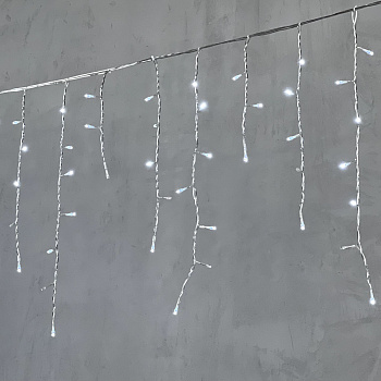 Гирлянда Бахрома 3,1 x 0,5 м Белая с Мерцанием Белого Диода 220В, 150 LED, Провод Прозрачный ПВХ, IP54