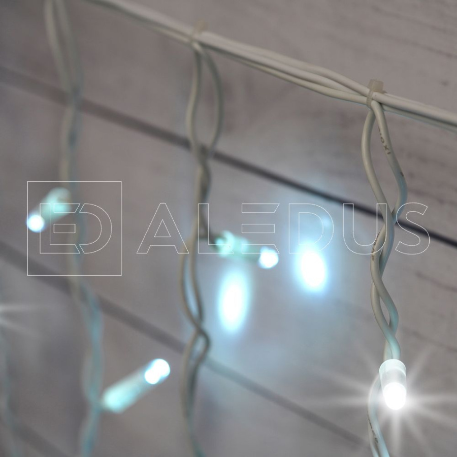 Бахрома (Айсикл) ALEDUS, 220 В, 3x0.9 м, белый провод, резина, белый, с мерцанием