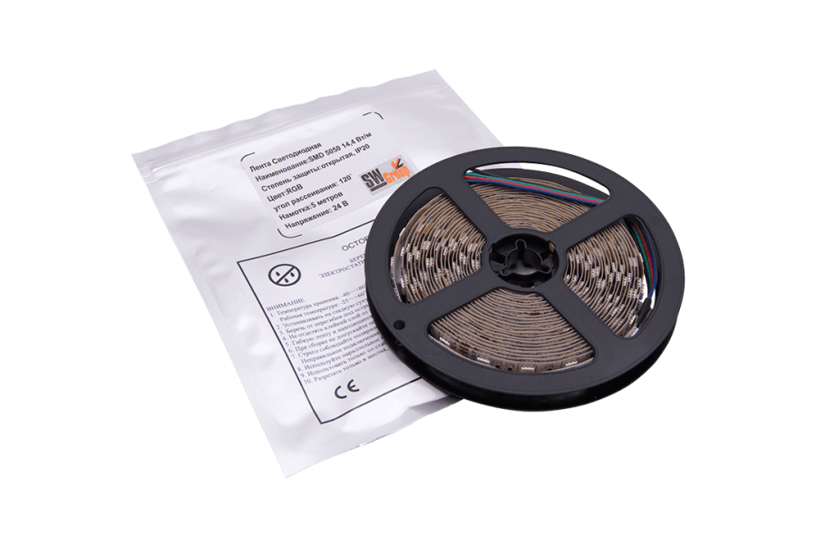 Лента светодиодная SWG SWG560, 14,4 Вт/м, 24В, IP20, RGB