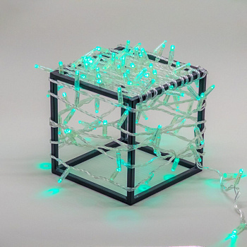 Гирлянда Нить с Колпачком 10м Аква 220В, 100 LED, Провод Прозрачный ПВХ, IP65