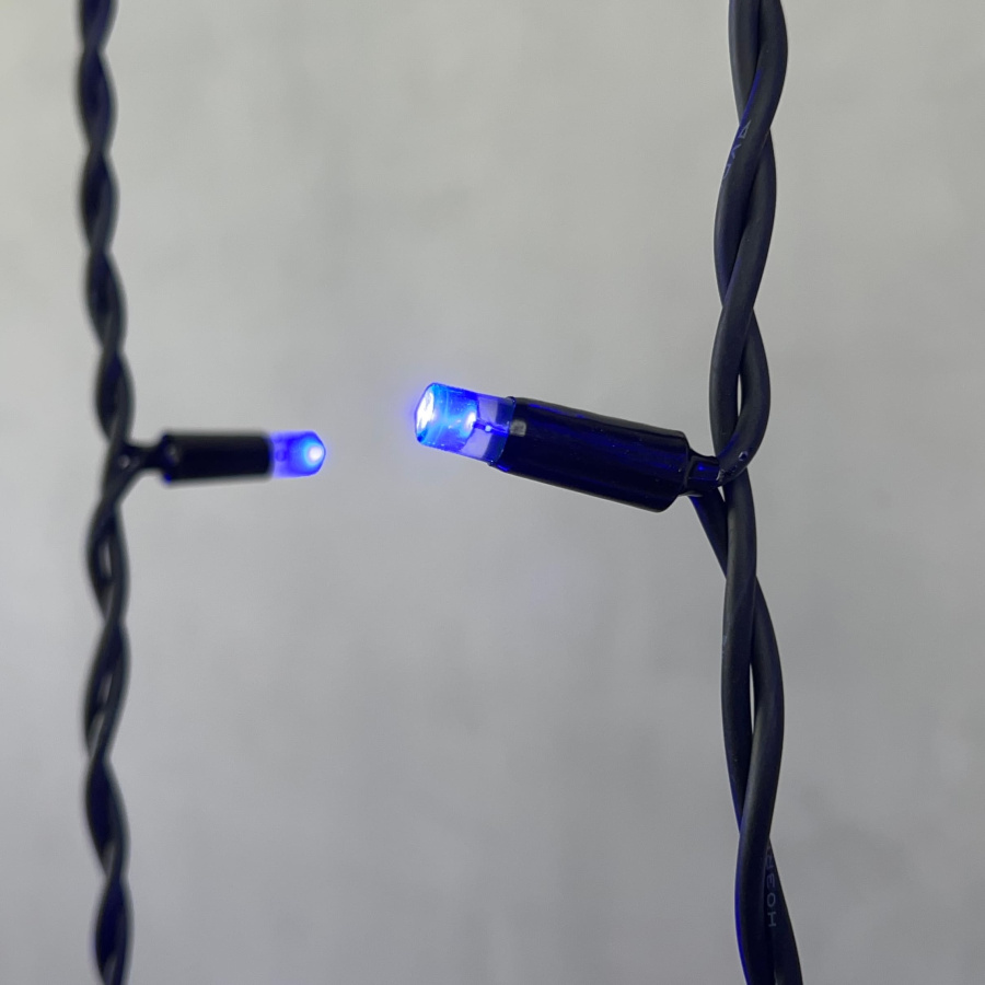 Гирлянда Бахрома 3,2 x 0,9 м Синяя 220В, 168 LED, Провод Черный Каучук, IP65