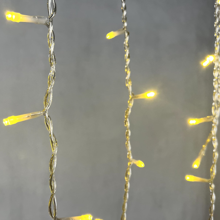 Гирлянда Бахрома 5 x 0,9 м Шампань 220В, 348 LED, Провод Прозрачный Силикон, IP65