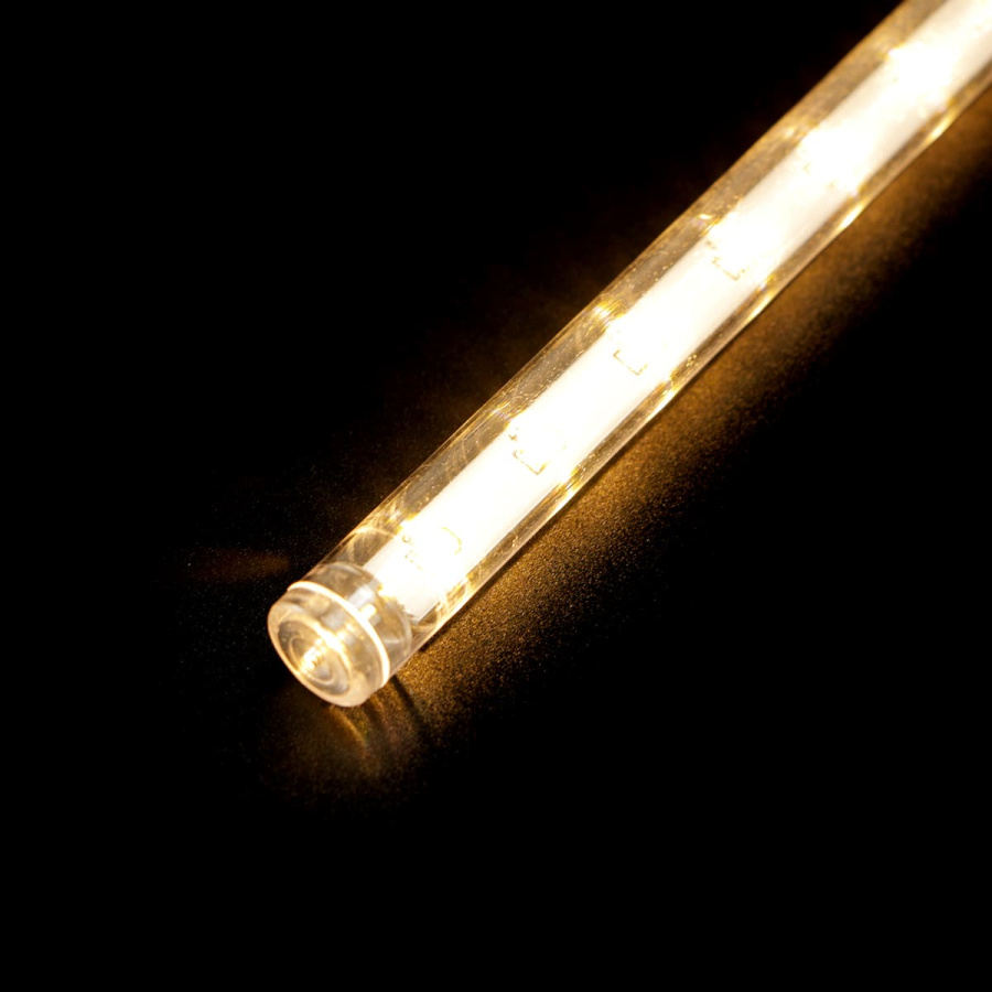 Гирлянда Тающие Сосульки 5шт по 30см, 12В, 150 Тепло-Белых Светодиодов, Провод Черный ПВХ, IP20