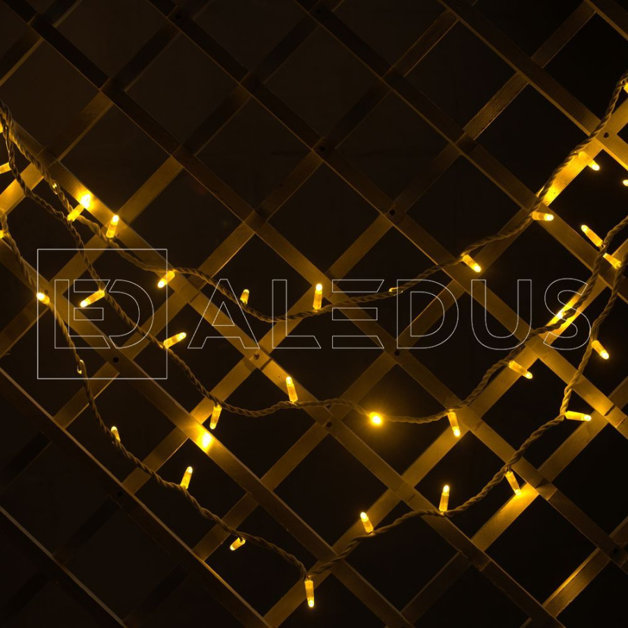 Гирлянда (Нить) ALEDUS, 220 В, 10 м, белый провод, теплый белый, без мерцания