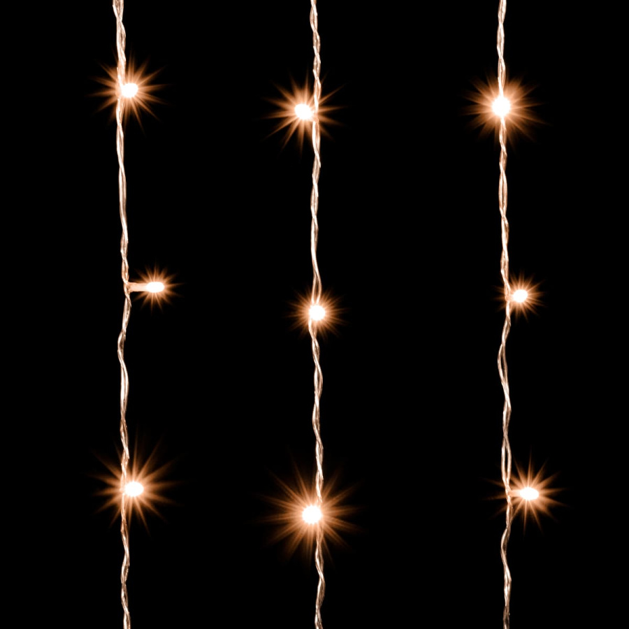 Гирлянда Занавес Облегченный 2 x 3 м Тепло-Белый 220В, 600 LED, Провод Прозрачный ПВХ, IP54