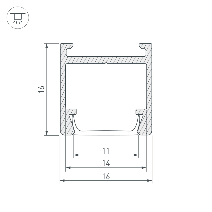Профиль PDS-H16-2000 ANOD (Arlight, Алюминий)