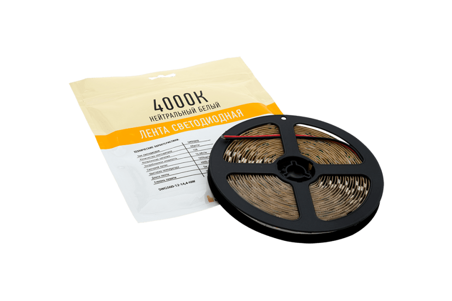 Лента светодиодная SWG SWG560, 14,4 Вт/м, 12В, IP20, нейтральный белый