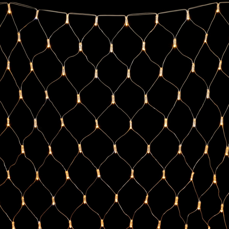 Светодиодная Сеть с Колпачком 2 x 3 м Тепло-Белая 220В, 384 LED, Провод Прозрачный ПВХ, IP65