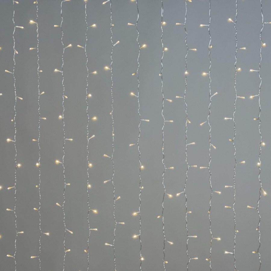 Гирлянда Занавес 2 x 2 м Тепло-Белый 220В, 400 LED, Провод Прозрачный ПВХ, IP54